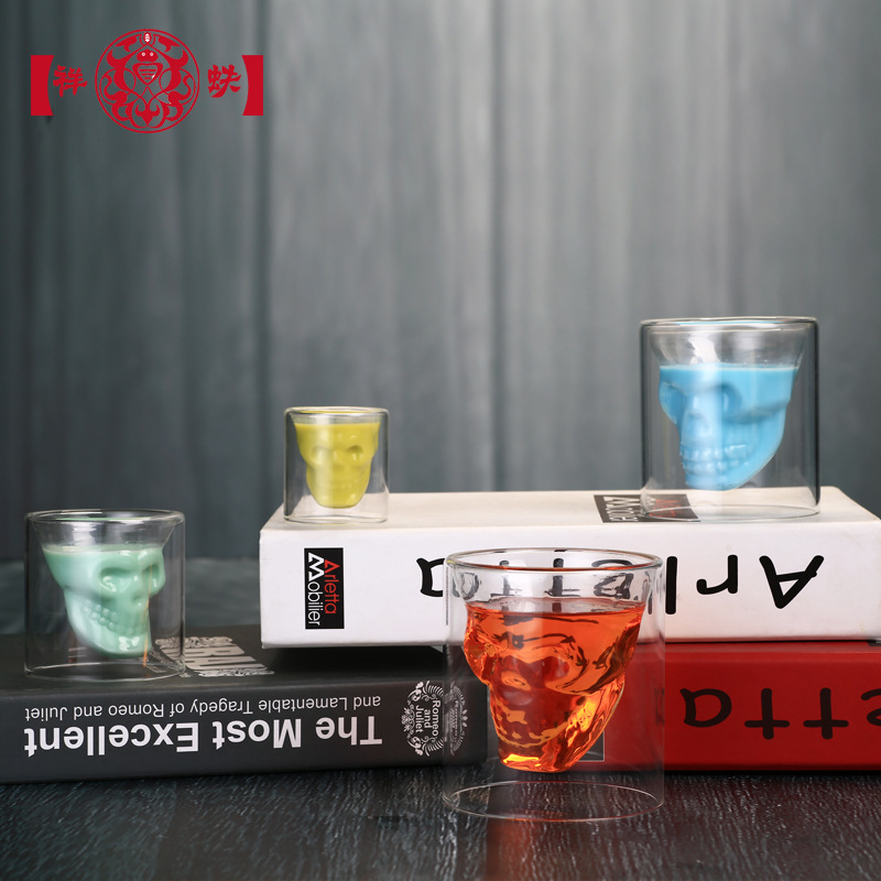 4 stk sett hodeskalle hode skudd glass kopp ølkrus vinglass krystall whisky vodka kaffekopp 25 75 150 250ml flaske bar forsyninger