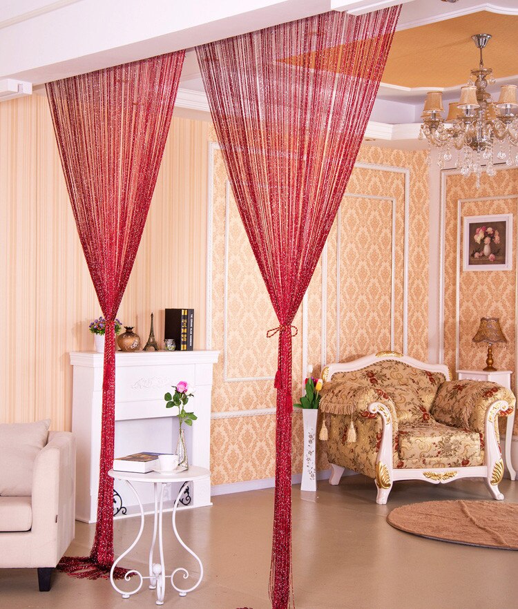 1pc Kristall Vorhang 100 x200cm Tür Vorhang Perlen Faden Vorhänge glänzend Quaste Schnur Hause Dekoration Wohnzimmer Hochzeit Dekor: Rose