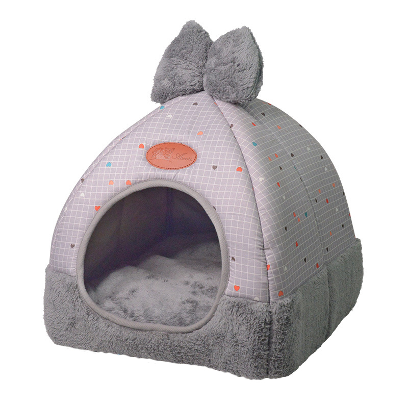 1 Pc Kleine Hond Huis Tent Kennel Alle Seizoenen Bed Honden Vuilwerend Soft Bed Met Boog Wasbare kussen: D4 / 38X38X40cm