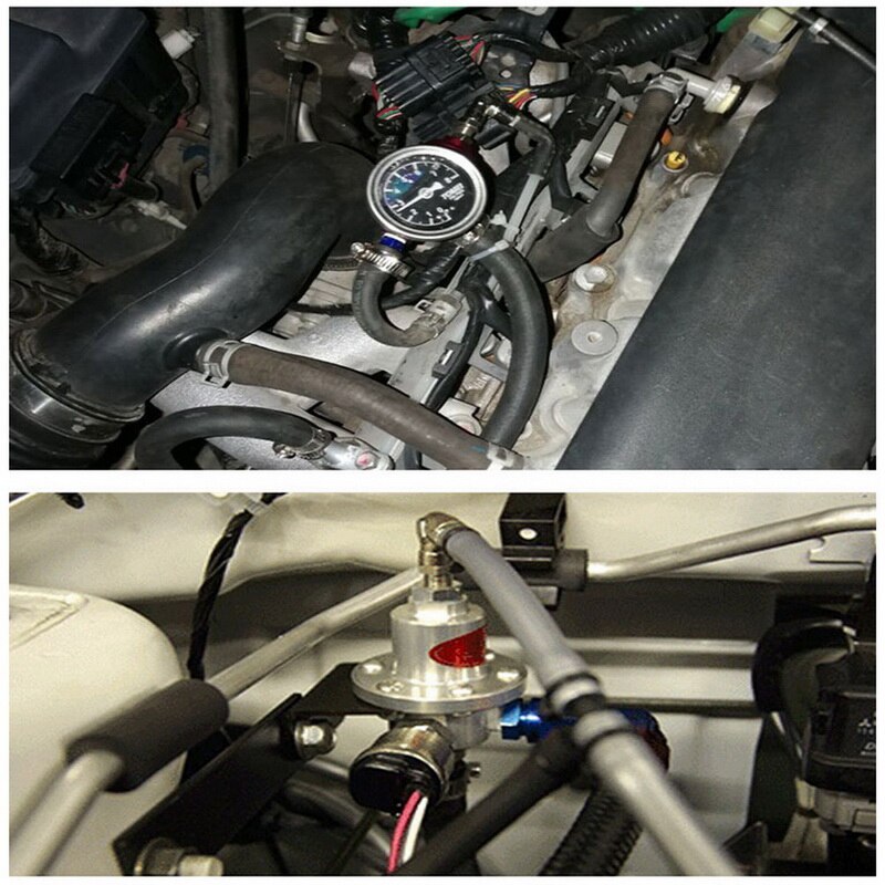 Universal Adjustable Fuel Pressure Regulator Kit with Gauge for Car