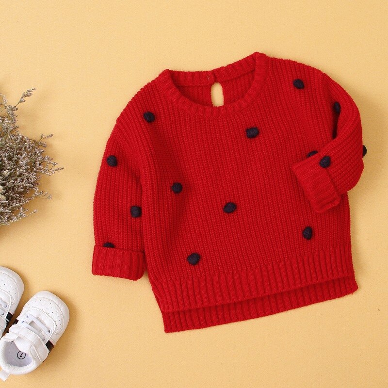 Winter Warm Kids Casual Trui Baby Meisje Pluche Bal Gebreide Bovenkleding Kleding