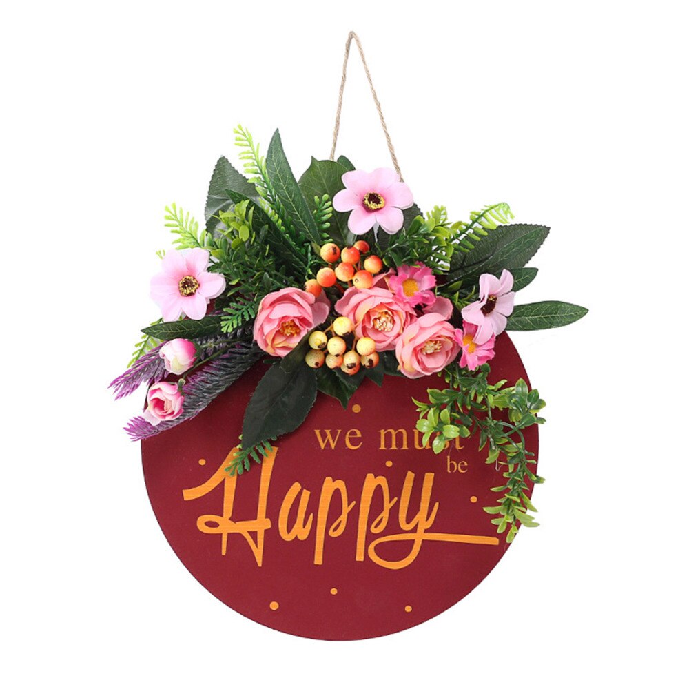 Spring Sunflower Wreath Wall Hanging Welcome Sign Wooden Signs Excellent Material Front Door Decoration Artificial Flower