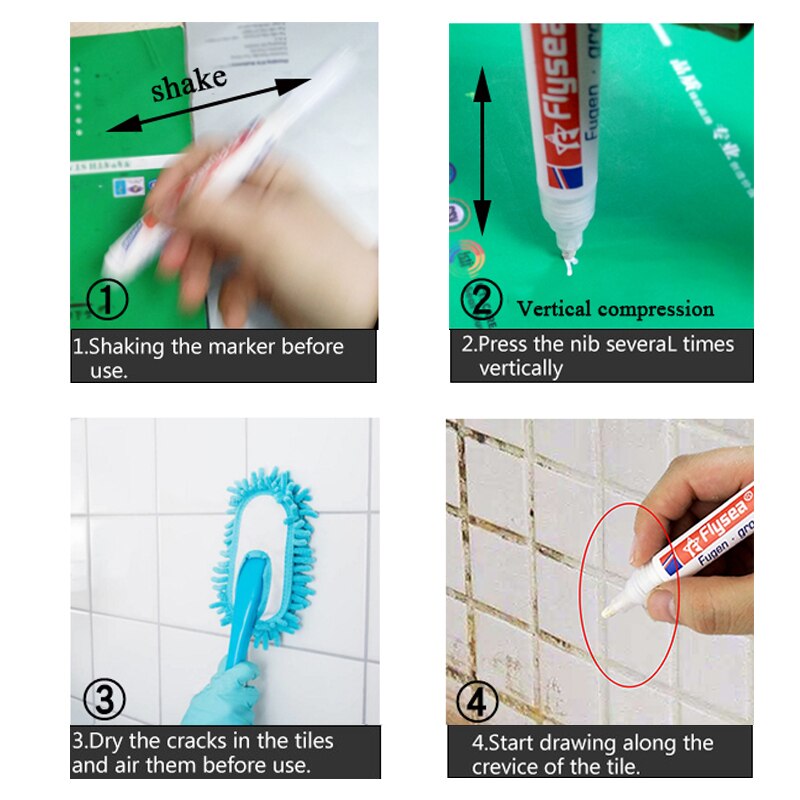 1Pcs Tile Grout Marker Repair Pen Tile Refill Grout Pen Waterproof Mouldproof Filling Agents Wall Porcelain Bathroom Cleaner