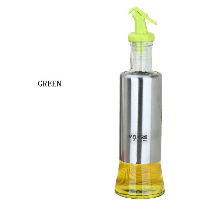 Oliekande glas lækagesikker køkken husstand 304# inox sauce olie eddike flaske krydderier flaske parfume drys: F