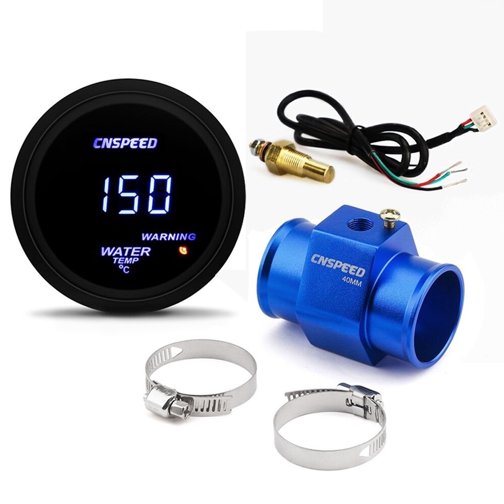 Auto Auto Digitale 2 "52mm Water Temp Gauge Met Sensor Rook Lens water Temperatuur Meter met sensor adapter: with 40mm