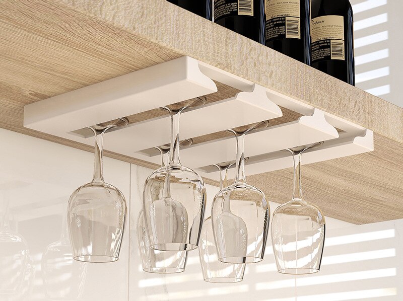 Białe złoto stojak na kieliszki robić wina strąk szafką Stemware uchwyt wieszak robić przechowywania metalowy Organizer robić kuchni barowej: biały 3slots