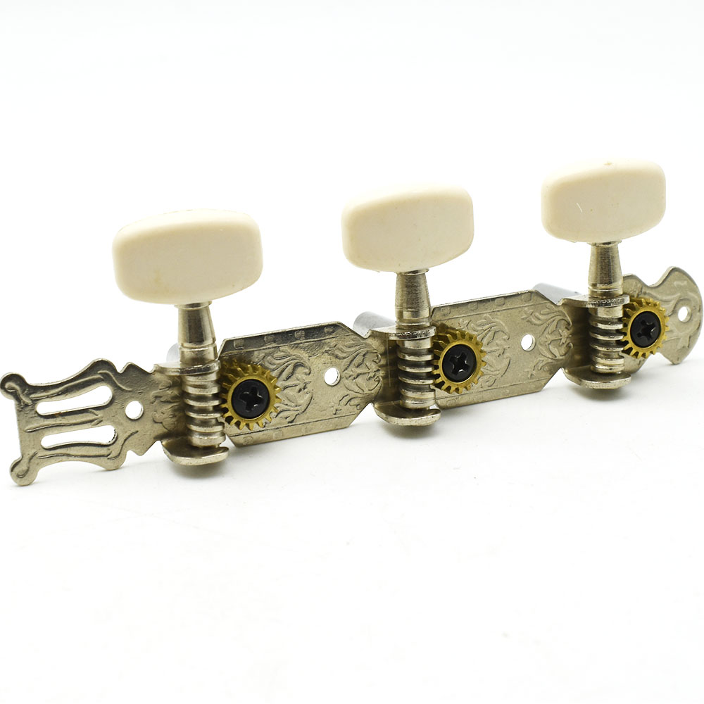 1 Stücke 3L/3R Gitarre Stimmschlüssel Mechaniken Mechanik 6 Schnur Vergoldet Einzelloch Stimmwirbel für klassische Akustikgitarre: Weiß