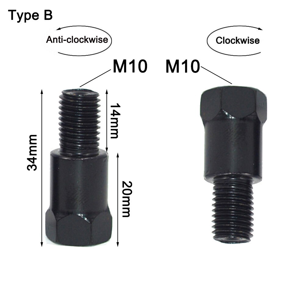 1PC 10mm Clockwise Motorcycle Mirror Adapter Steel Metal Heighten Rearview Bolt Screw Thread Conversion Bolt Motor Mirror Screw: Type B