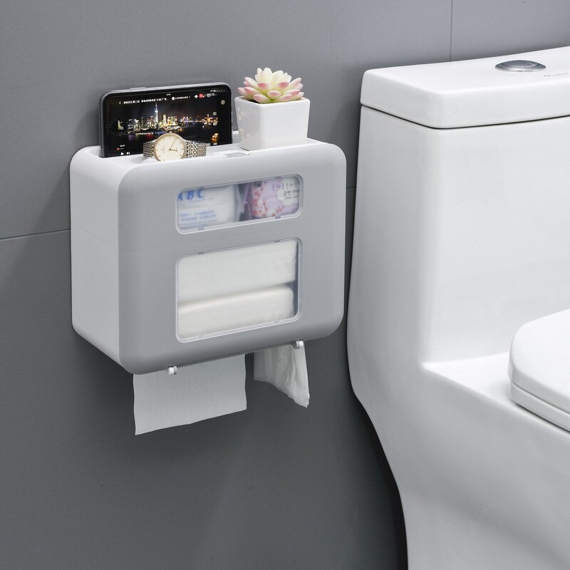 4 Color Double Layer Toilet Paper Holder Toilet Tissue Box Wall Mount Multifunction Waterproof Bathroom Storag Durable Home