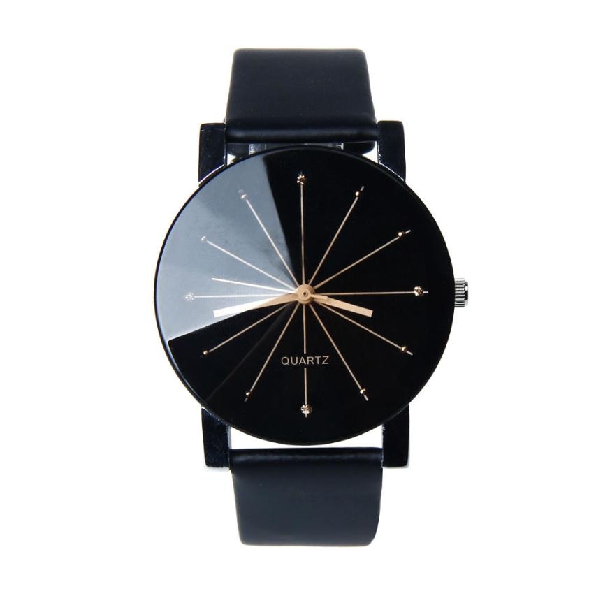 Mannen Wijzerplaat Klok Lederen Horloge Ronde Kast Horloge voor mannen Analoge Display Mode & Casual Rvs Dial 18jul13