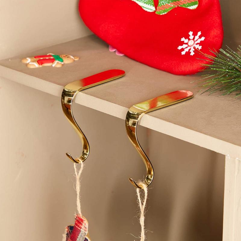Weihnachten Socke Aufhänger Haken Metall Kaminsims Gestell KleiderbüGel Regal Kamin Kranz Griff einstellen Aufhänger S-Förmigen Haken Heimat Lager