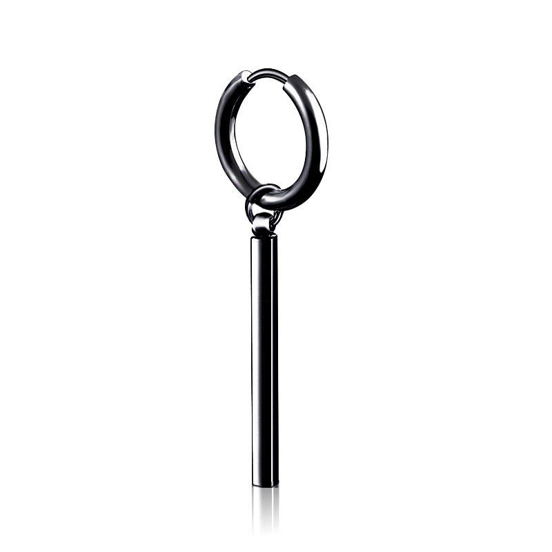 Pendientes falsos minimalistas de Roronoa Zoro, barra cuadrada, pendiente de aro colgante, Clip de oreja, pendiente de acero inoxidable, joyería para hombres: Marrón