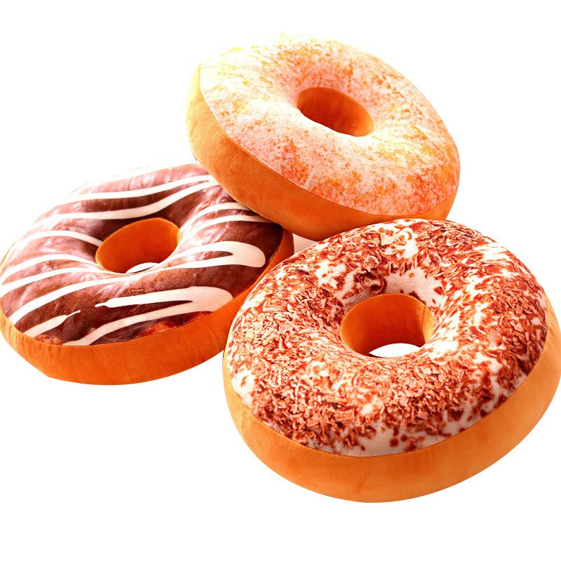 Funny Chocolate Donuts Sofa Seat Cushion Christmas Donuts Pillowcase Xmas Kid Toy Car Mats 40cm No Filling