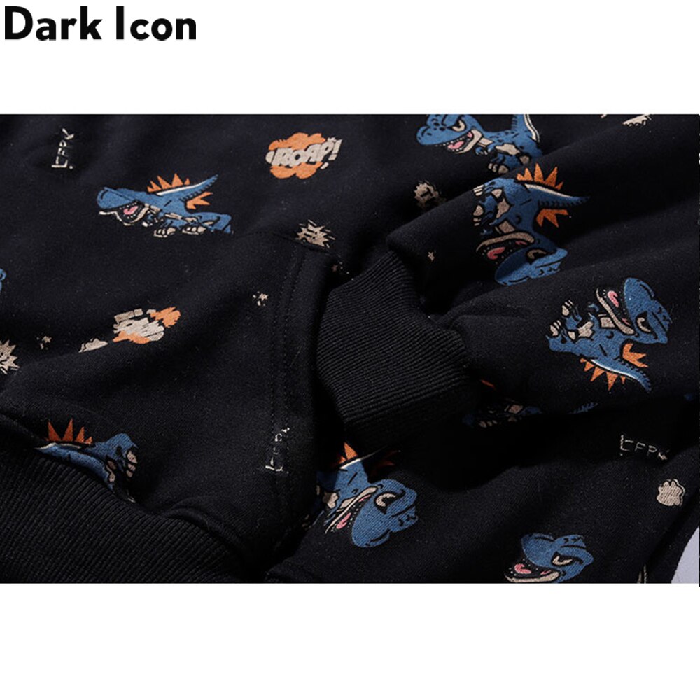 Dark Icon Dinosaur Hoodie Men Winter Preppy Style Men's Sweatshirts with Hoodie Hooded Man