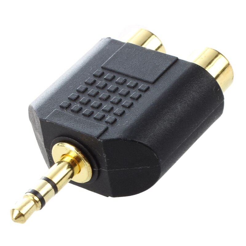 2x RCA Phono Female to 1x 3.5mm Male Jack Audio Adapter