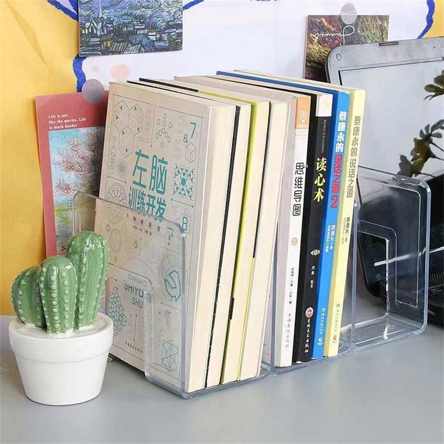 Transparent bookshelf, student desktop storage, partition rack, book filing, newspaper rack, office data rack, stationery baffle