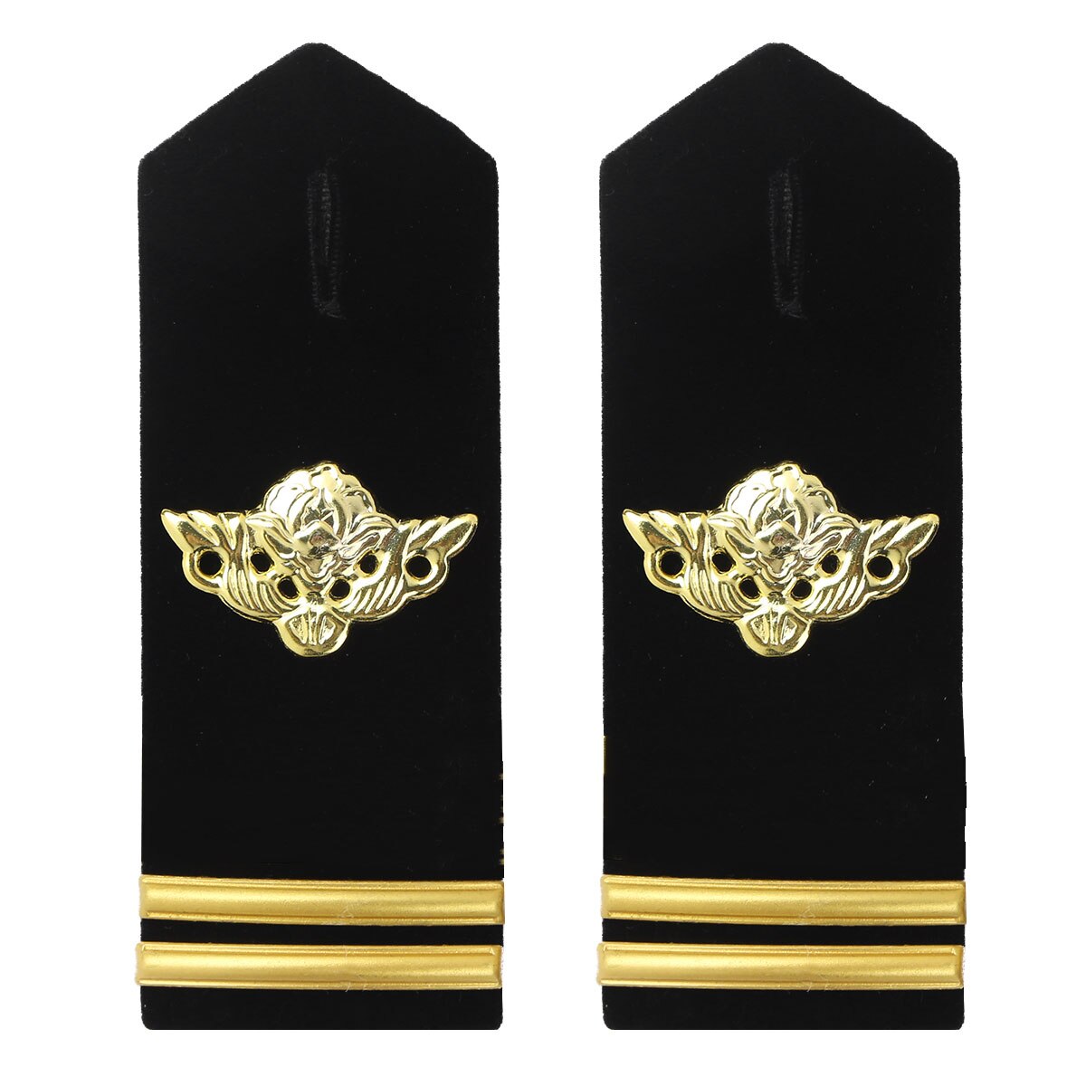 1 Paar Professionele Airlines Pilot Epaulet Gold Metal Bar/Ster/Tarwe Diy Epauletten Universele Sailor Kleding Schouder Board badge: Black Two