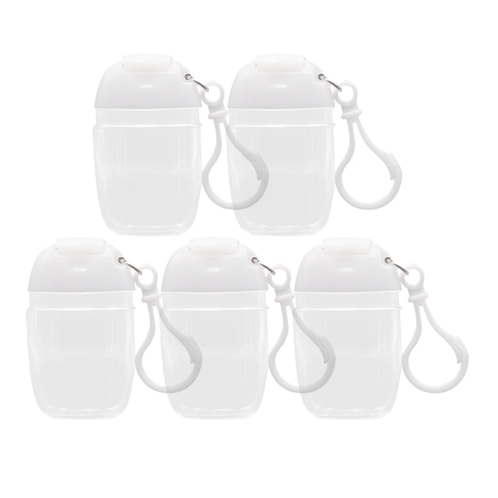 30ML Portable Hand Sanitizer Squeeze Bottle Silicone Refillable Bottles with Hook Travel Sanitizer Container Squeeze Sub-bottle: 5Pcs