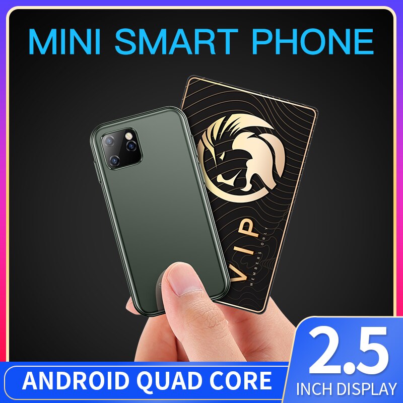 Mini téléphone portable Android 6.0, avec verre 3D, Slim, mignon, Google Play, corps du marché, caméra HD, double Sim, Quad Core, UNIWA XS11