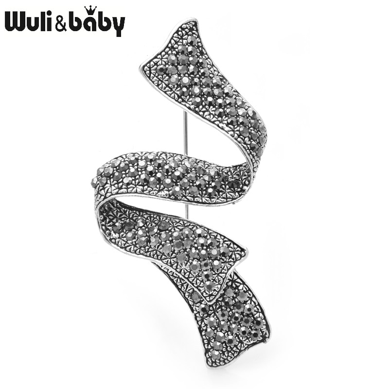 Wuli & baby Vintage Strass Band Broschen Frauen Metall Hochzeiten Bankett Brosche Pins