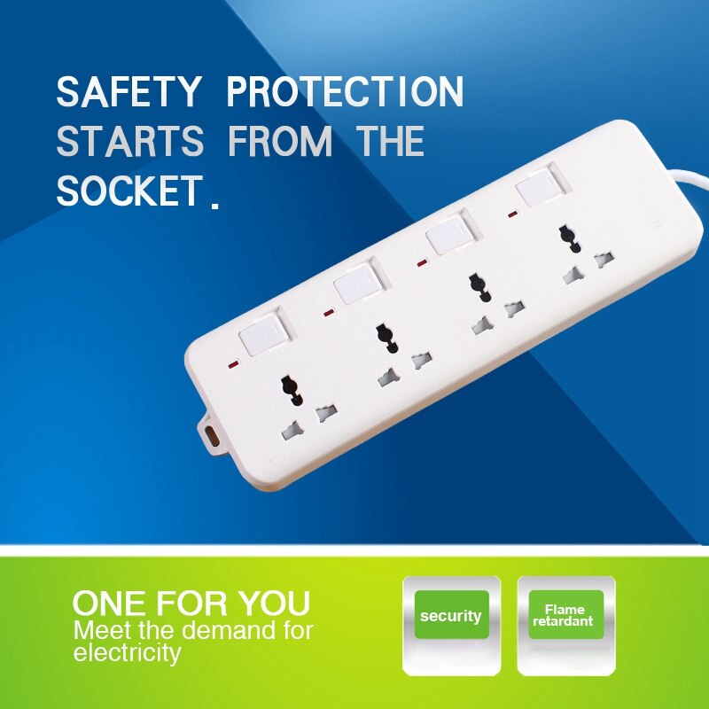 Power Strip Surge Protection 4 Outlets with Independent Control Switches Long Extension Cord US Plug