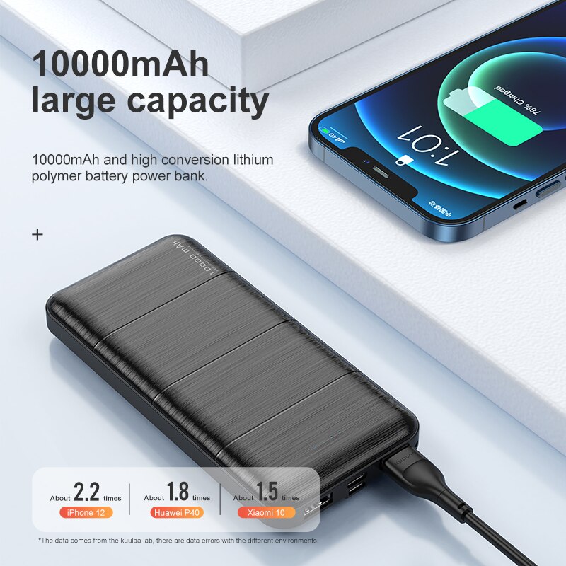 Kuulaa 2Pcs Power Bank 10000 Mah Draagbare Opladen Powerbank 10000 Mah Usb Poverbank Externe Batterij Oplader Voor Xiaomi Iphone