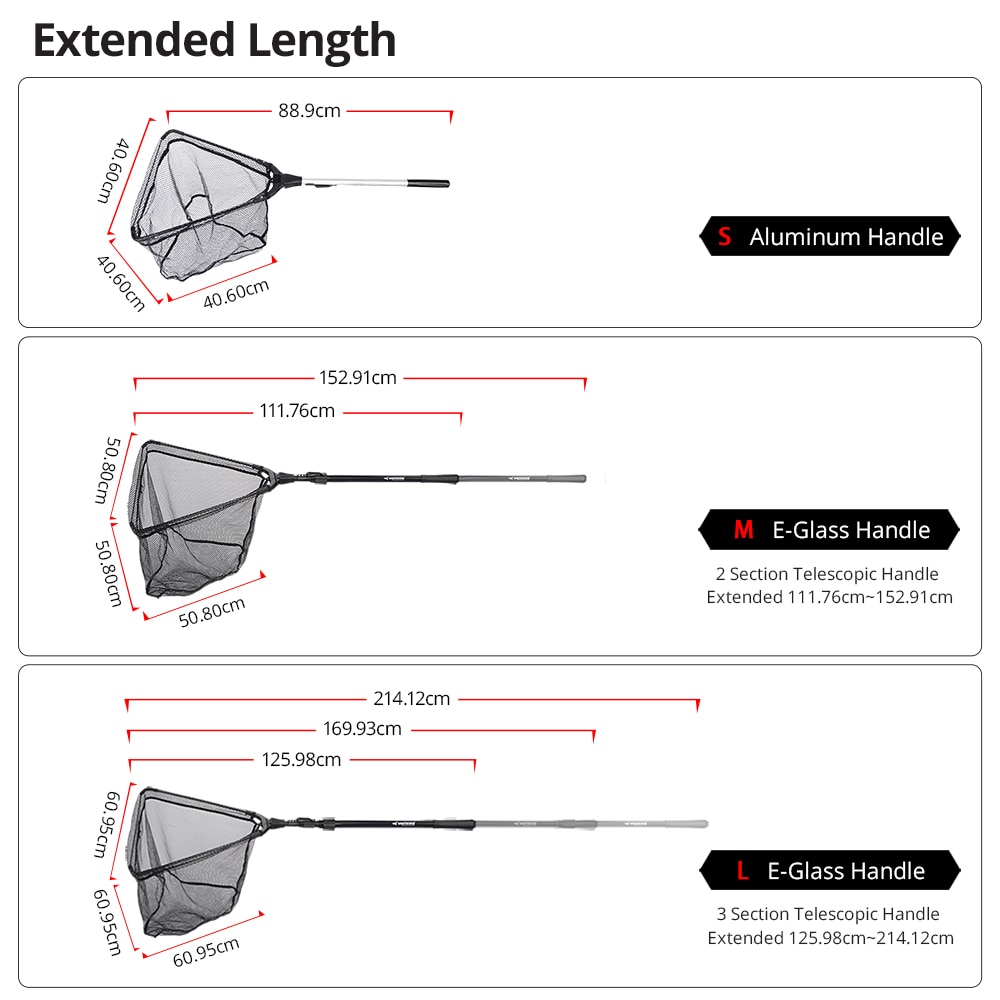 KastKing 90cm,160cm,210cm Folding Fishing Net Triangular Landing Fishing Network 3 Section Telescopic Hand Fish Net