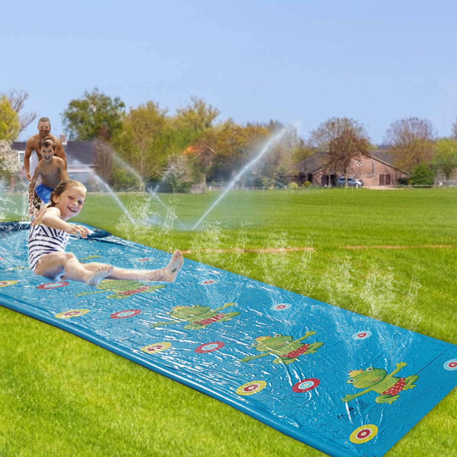 Lawn Inflatable Water Slide Pools Water Splash Slide Waterslide Children Summer Swimming Pool PVC Outdoor Backyard Games Toys