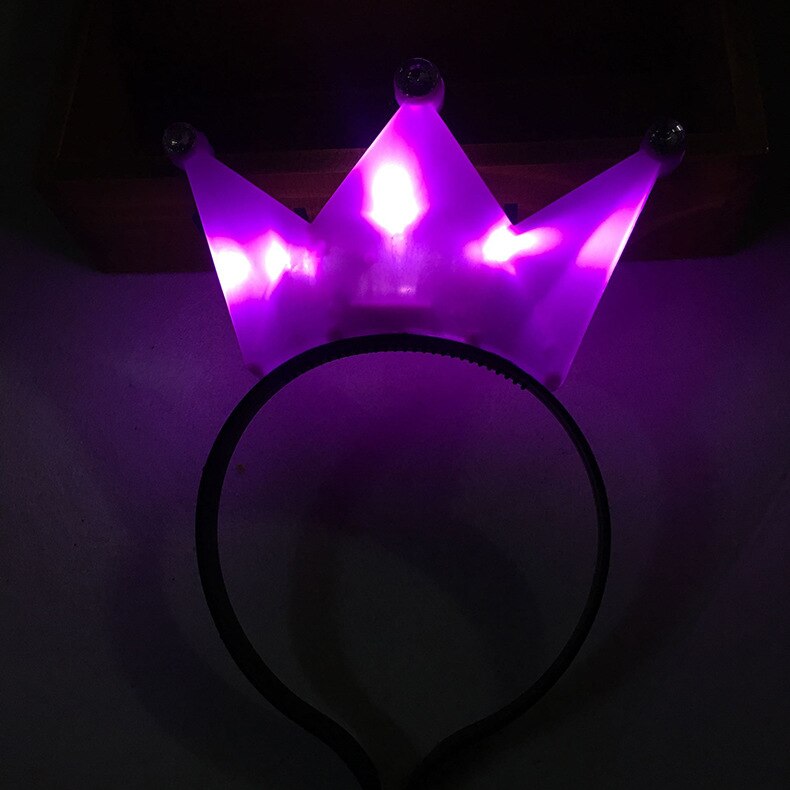 Colorful Princess Tiara Crown LED Flashing Headband Kids Adult Light Up Birthday Rave Glow Party Year Christmas Xmas Navidad: purple