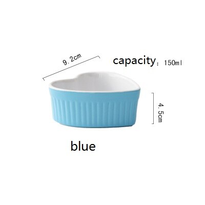 Nimitime keramische 4- kleurige hartvormige pannenkoekpudding kleine bakkom huishoudservies: Blauw