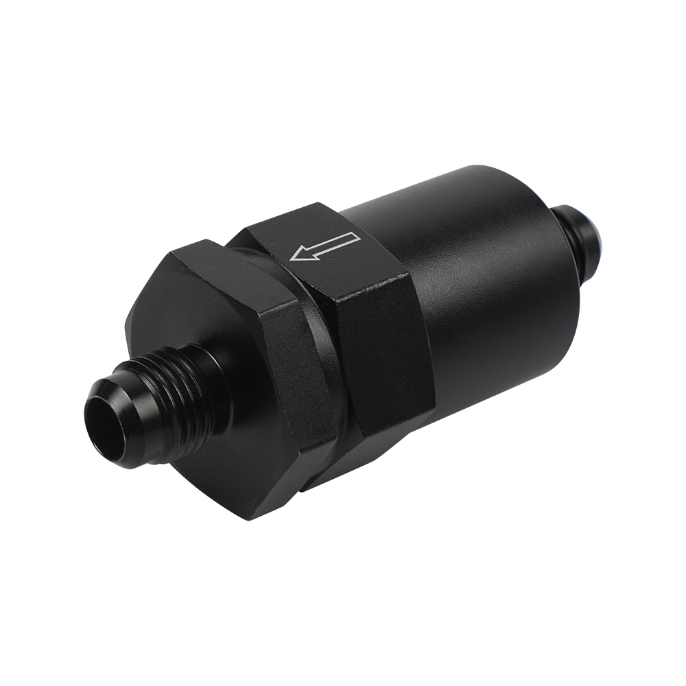6AN Black Billet Inline Fuel Filter 30 Micron Aluminum FF-1065A-BK