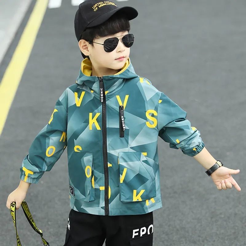 4 5 6 7 8 9 10 11 12 13 Jr Graffiti Kleur Kids Jongen Jassen Voor Lente Herfst Jongens jas Kinderen Windjack Casual Kleding