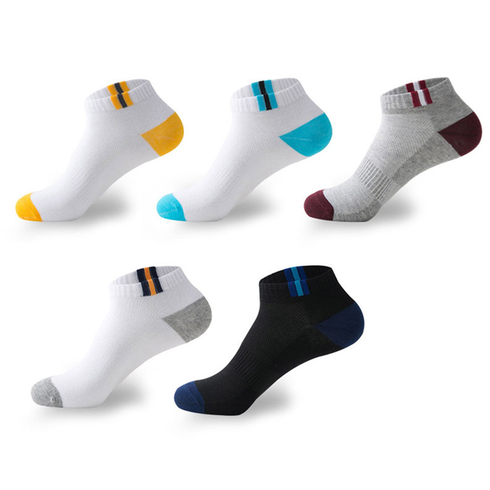 1 Pairs Autumn Summer Men's Short Tube Socks Thin Breathable Mesh Sports Socks Solid Color Patchwork Cotton Ankle Socks