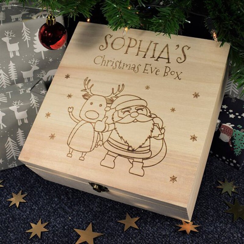 Christmas Eve Box Xmas Party Favour Wooden Boxes For Special: Dark Gray