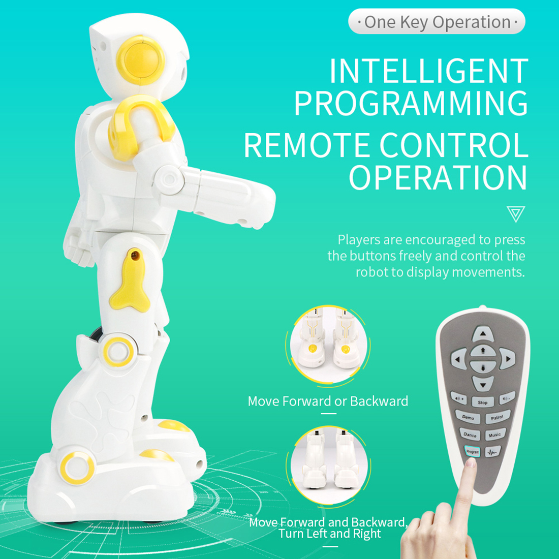 iTECHOR Music RC Robot Toy with Intelligent Programming Gesture Sensing Function with LED Lights Birthday - Red
