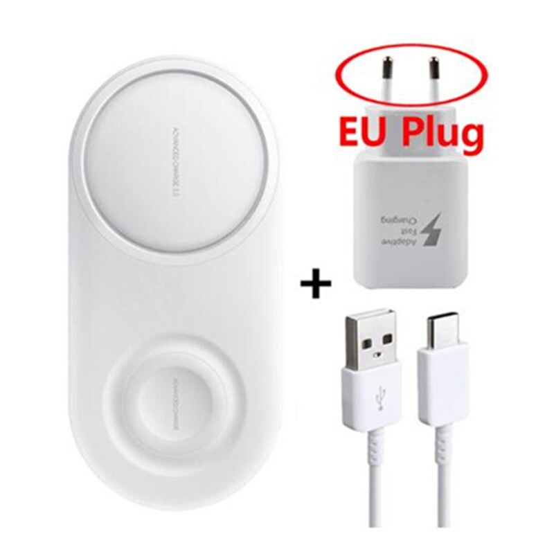 Chargeur sans fil à Charge rapide 25W Duo Pad pour Samsung S20 Note 20 Ultra S10 S9 S8 Plus Note 10 9 8 2 en 1 chargeurs de montres de téléphone: White - EU Plug