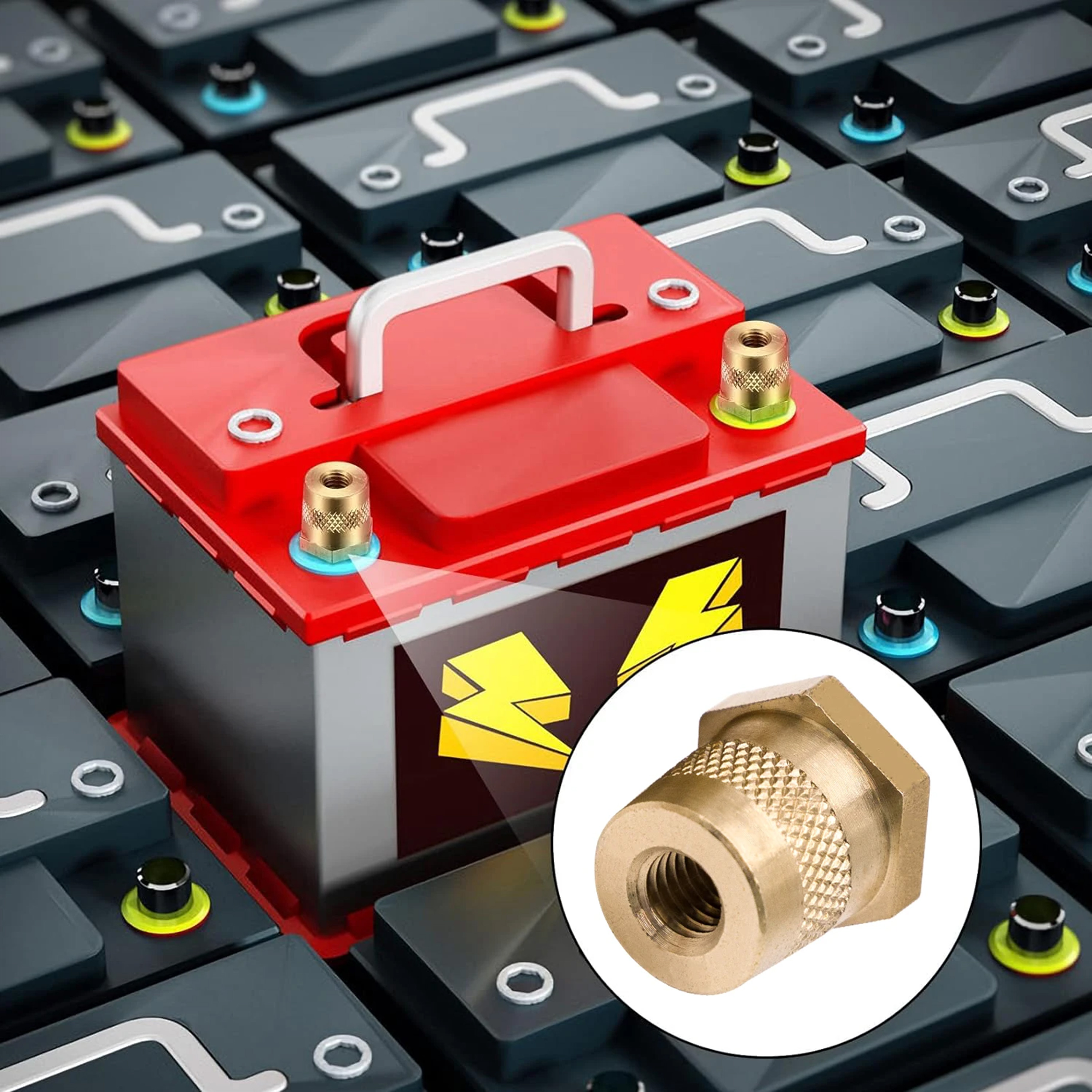 All4Caravan M6 M8 M10 Auto Car H59 Brass Lithium Battery Post Pole Terminal Connectors Adapters with Stainless Steel Screws