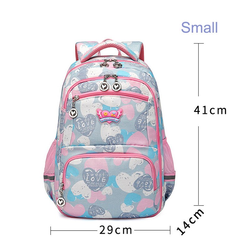 Dzieci 1-6 klasy szkolne plecaki dla dziewcząt z miłosnym nadrukiem wodoodporne torby robić szkoły podstawowej dzieci student plecak Mochila Escolar: mały różowy