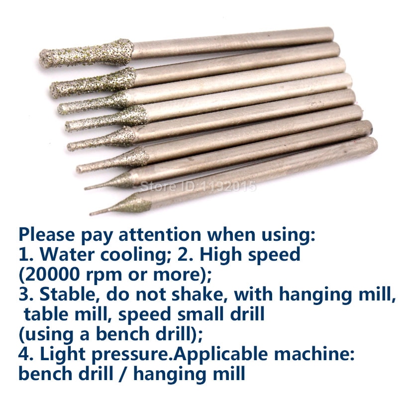 6PCS 2.35MM Shank Diamond Grinding Head Burr Needle Point Engraving Carving Polishing Glass Jade Stone Drill Bits Rotary Tools
