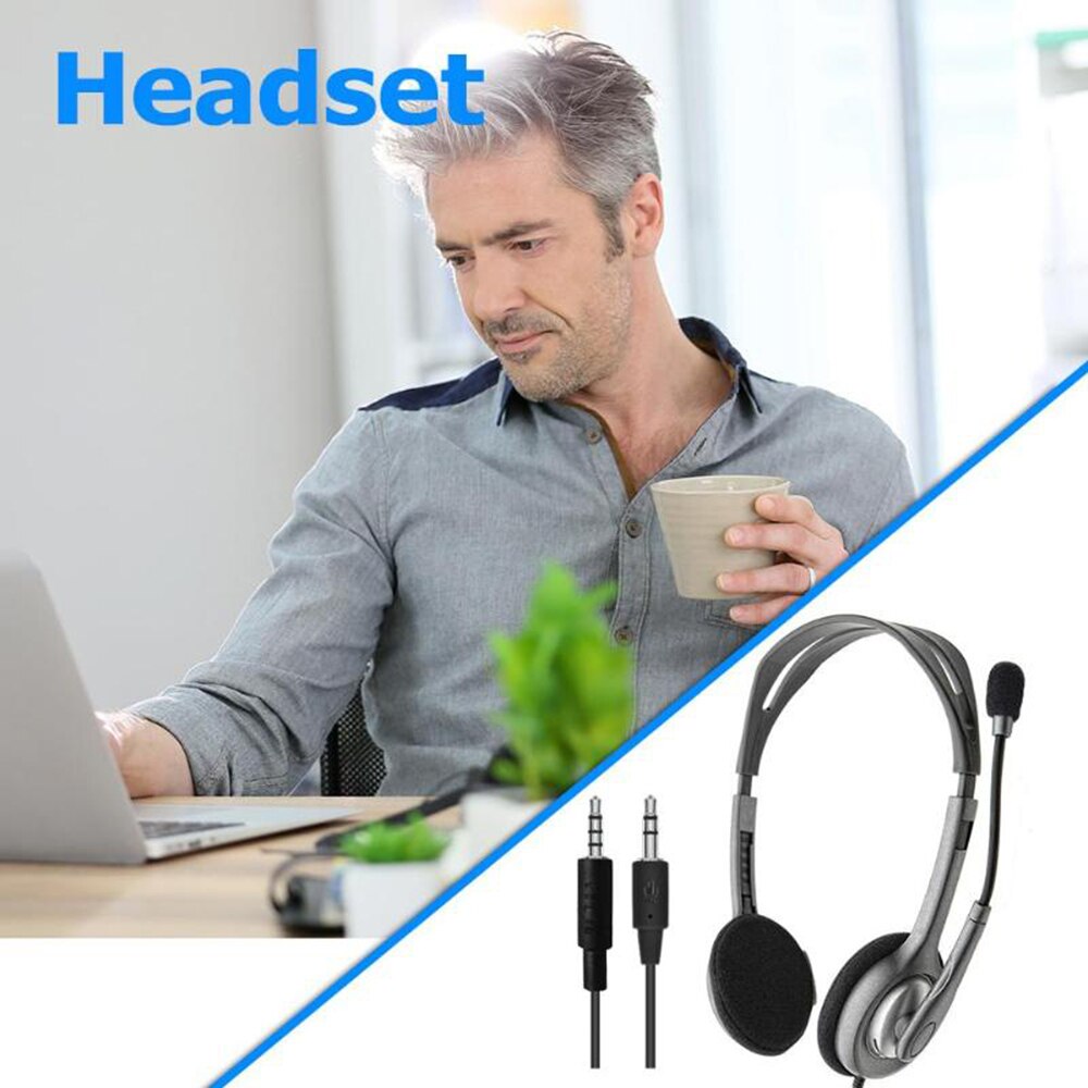 Logitech H111/H110 Wired Headphones Stereo Gaming Headset With Rotatable Microphone 3.5mm for Laptop Desktop Tablet Game Work