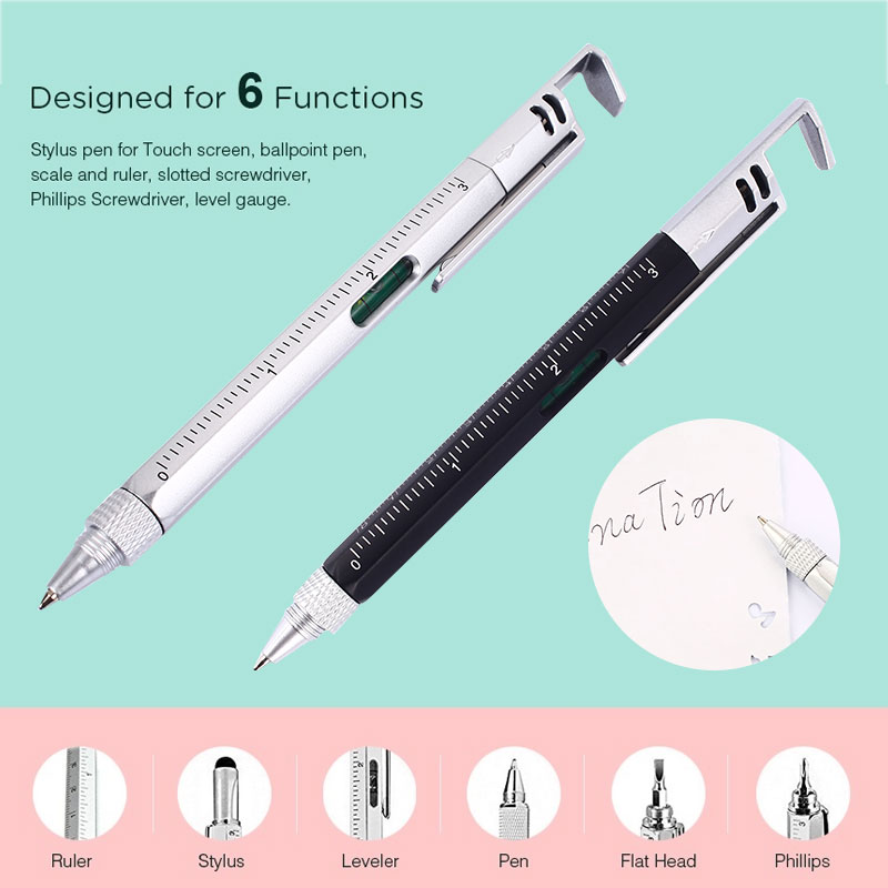 1/2/4pcs 6-In-1 Multifunctional Screwdriver Level Ruler Plastic Tool Pen Phone Level Instrument Touch Screen Pen