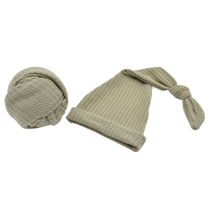 Newborn Photography Prop Infant Multi-colors Sleepy Knit Sleepy Cap+Knit Wrap Set Studio photo shoot Accessories E06F