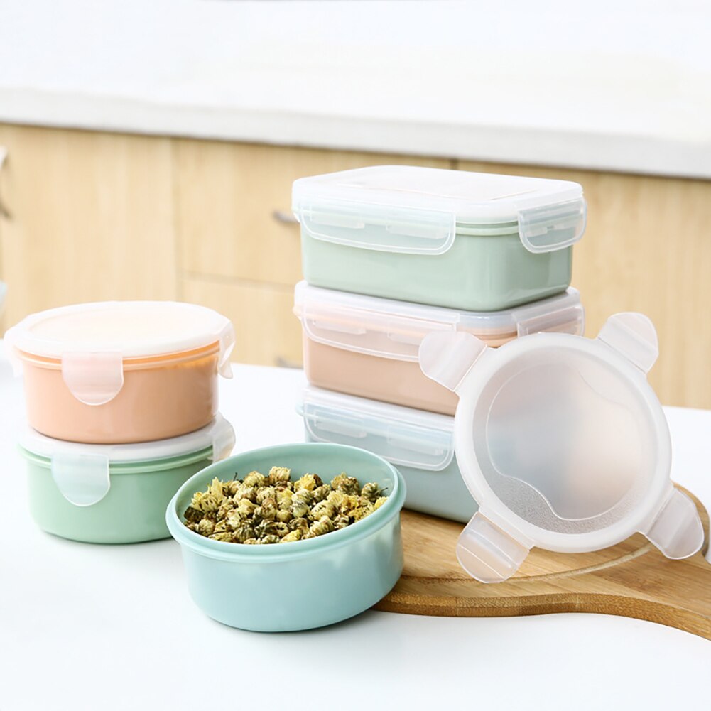 Round/Rectangle Kitchen Organizer Food Storage Container Seal Crisper Lunch Box Dinnerware Food Storage Container School Office