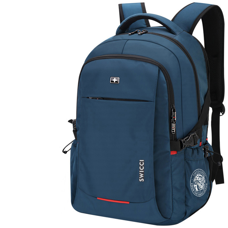 Travel 16 17.3 inch Laptop swiss Backpack USB Charging Anti-Theft Business Luggage Daypack for Men Women College School Bag: 14 inches / Blue