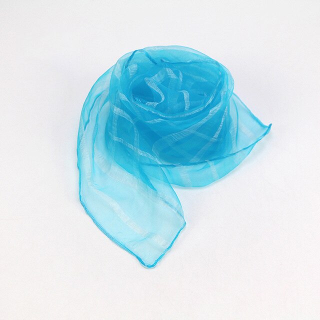 60*60 cm femmes rayé foulard bonbons couleur unie écharpes 20 pcs/paquet en mousseline de soie Nylon enfants Performance variété spectacle danse écharpes: Bleu