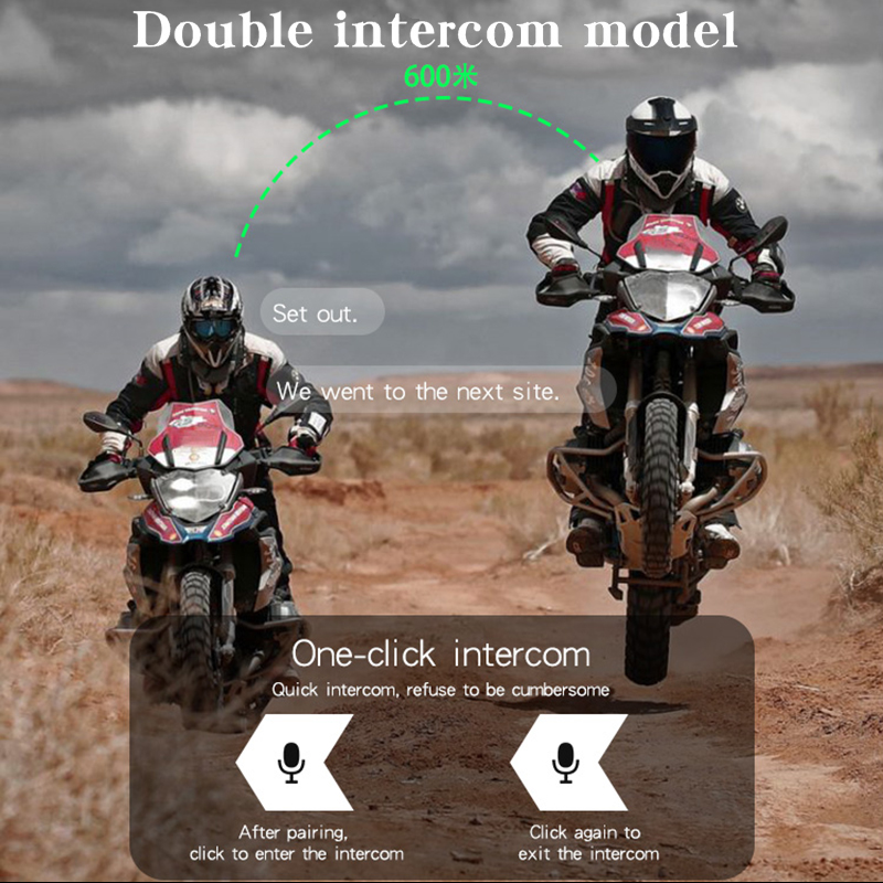 Motorcykelhjälm bluetooth-intercom trådlös bluetooth 5.2- headset stöder vattentäta hörlurar med 400m-600m högtalare och stöd för flera scener