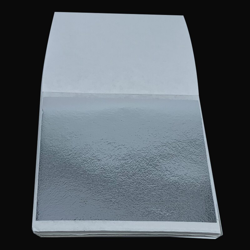 80 x 85 mm 100 ark taiwan förgyllande folieark - färgglada guldblad klistra in möbellinjer väggtelefonfodral hantverk dekoration: 100 silver