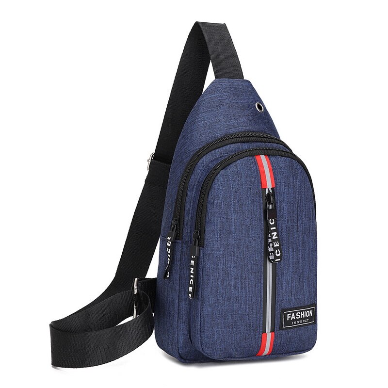 Mænd kvinder nylon talje pakker slynge tasker crossbody udendørs sport skulder bryst daglige picnic lærred messenger pack taske: C-blå