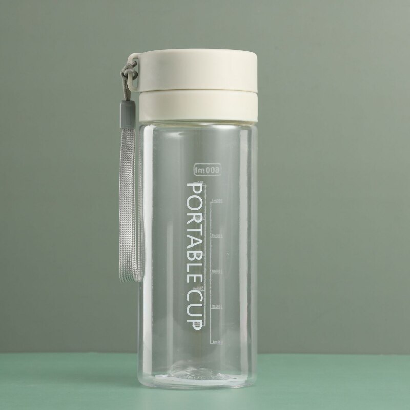 Plastic Cup Mannelijke En Vrouwelijke Studenten -Proof Water Cup Outdoor Cup 02: 600 ml Beige A