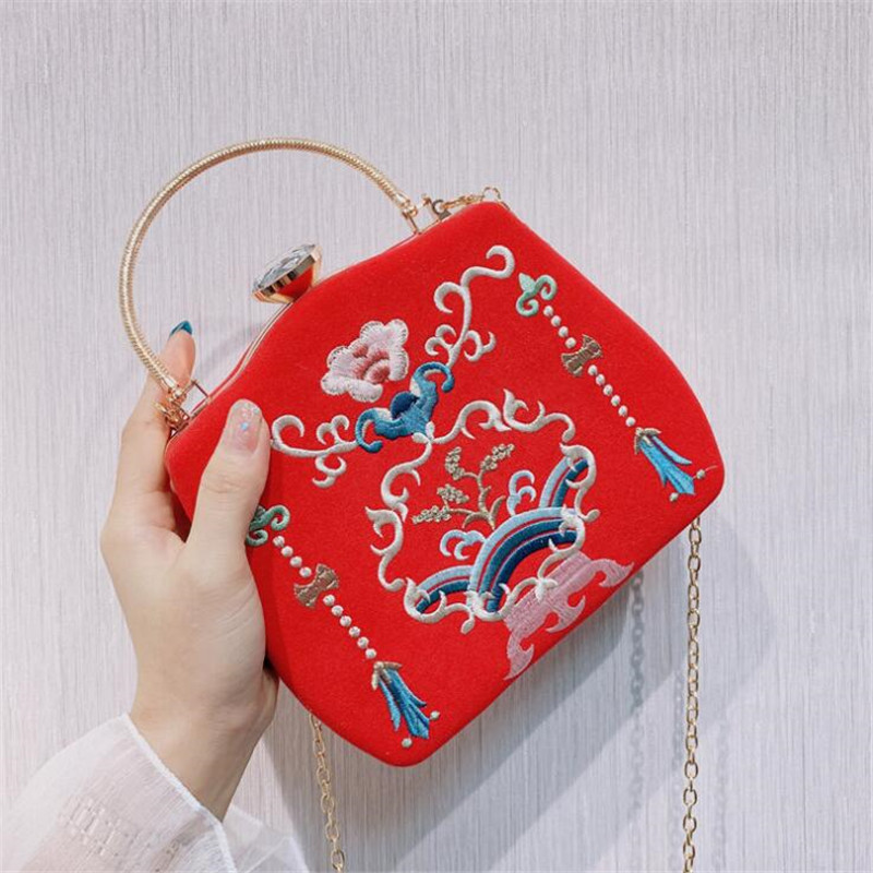 Bestickte abendclutches im chinesischen stil, hochzeits- und banketttaschen, vintage-brautgeldbörsen, schulterkettentaschen  mn1552: Default Title